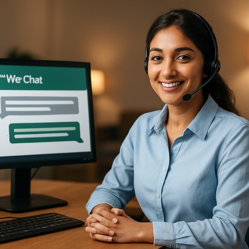 A friendly 388 Win Bet support desk with a live chat on screen, conveying a welcoming mood. The scene represents reliable customer service for players in Pakistan, including Karachi and Lahore.