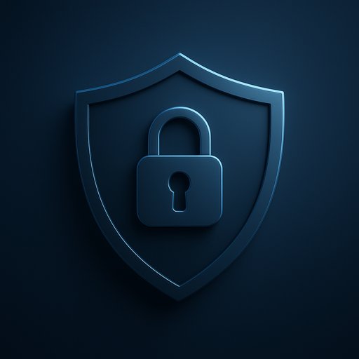 A sleek privacy-themed banner showing a digital shield and padlock on a dark blue gradient. The mood is calm, secure, and professional, signaling strong data protection and trust for online privacy.